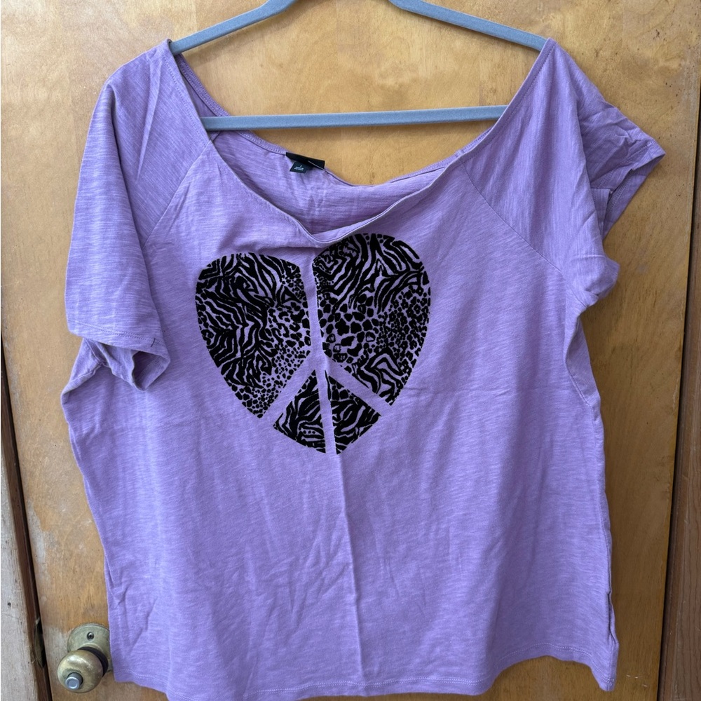 Torrid Purple Cold Shoulder Graphic Short Sleeve Tee